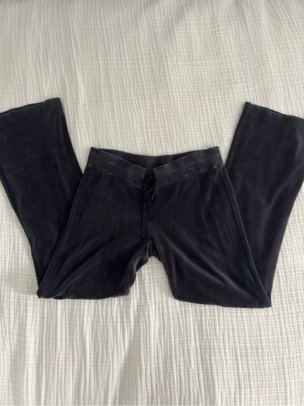 Express Dark Navy Blue Velour Lounge Pants with Drawstring Waist